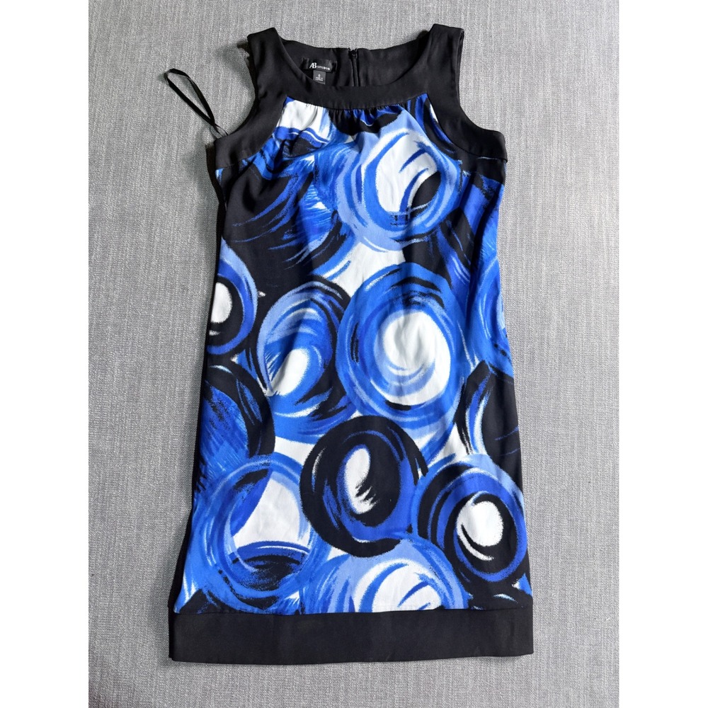 AB Studio Womens Blue Black Abstract Swirl Sleeveless Shift Dress Size 6